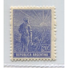 ARGENTINA 1915 GJ 381 LABRADOR PAPEL ITALIANO FILIGRANA HEXAGONOS VERTICALES DENTADO 13 1/4 ESTAMPILLA NUEVA MINT U$ 67,5
